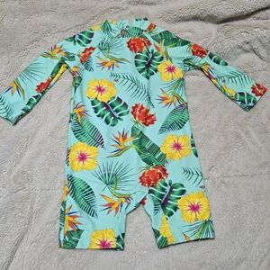 Upandfast Rash Guard Swim swimsuit tropical floral, 12m - 18m